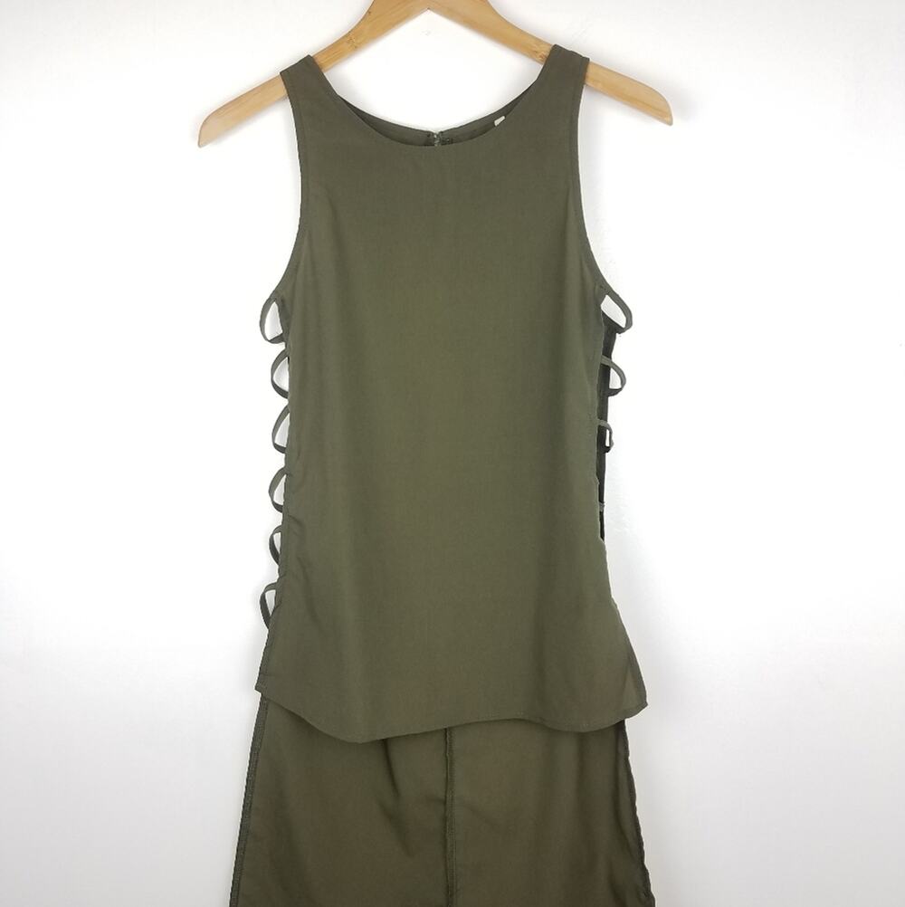 Army Green Tank Tunic Side Cut Outs Asymmetric